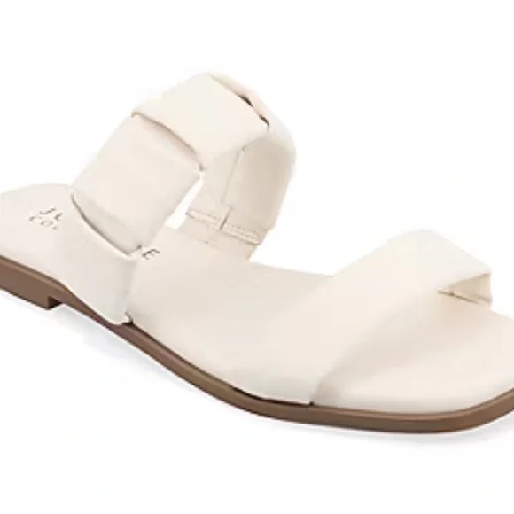 Journee Collection Cream Sandals with Wide Straps - Picture 1 of 7